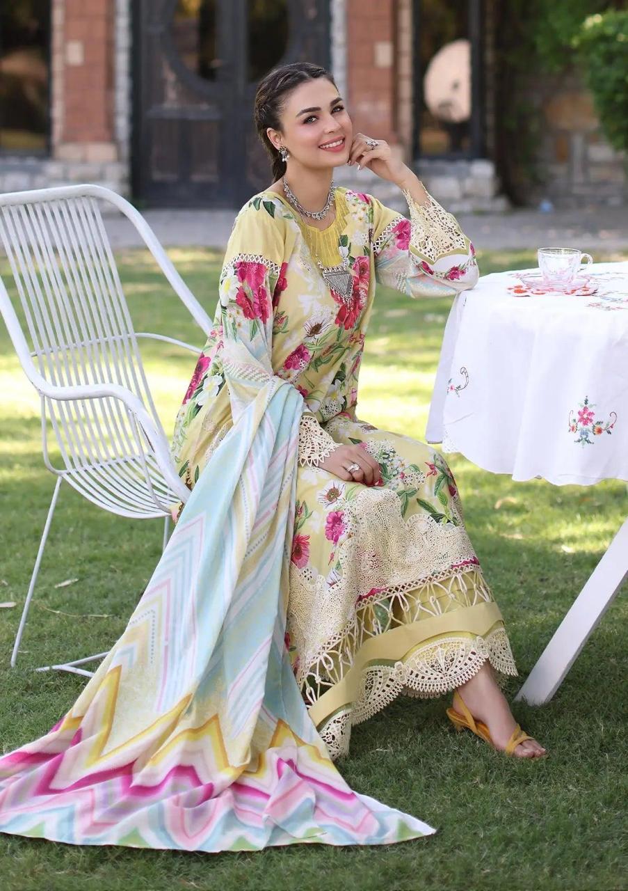 ELAAF LAWN PRINTED EMBROIDERY DRESS 3 PIECE UNSTITCHED