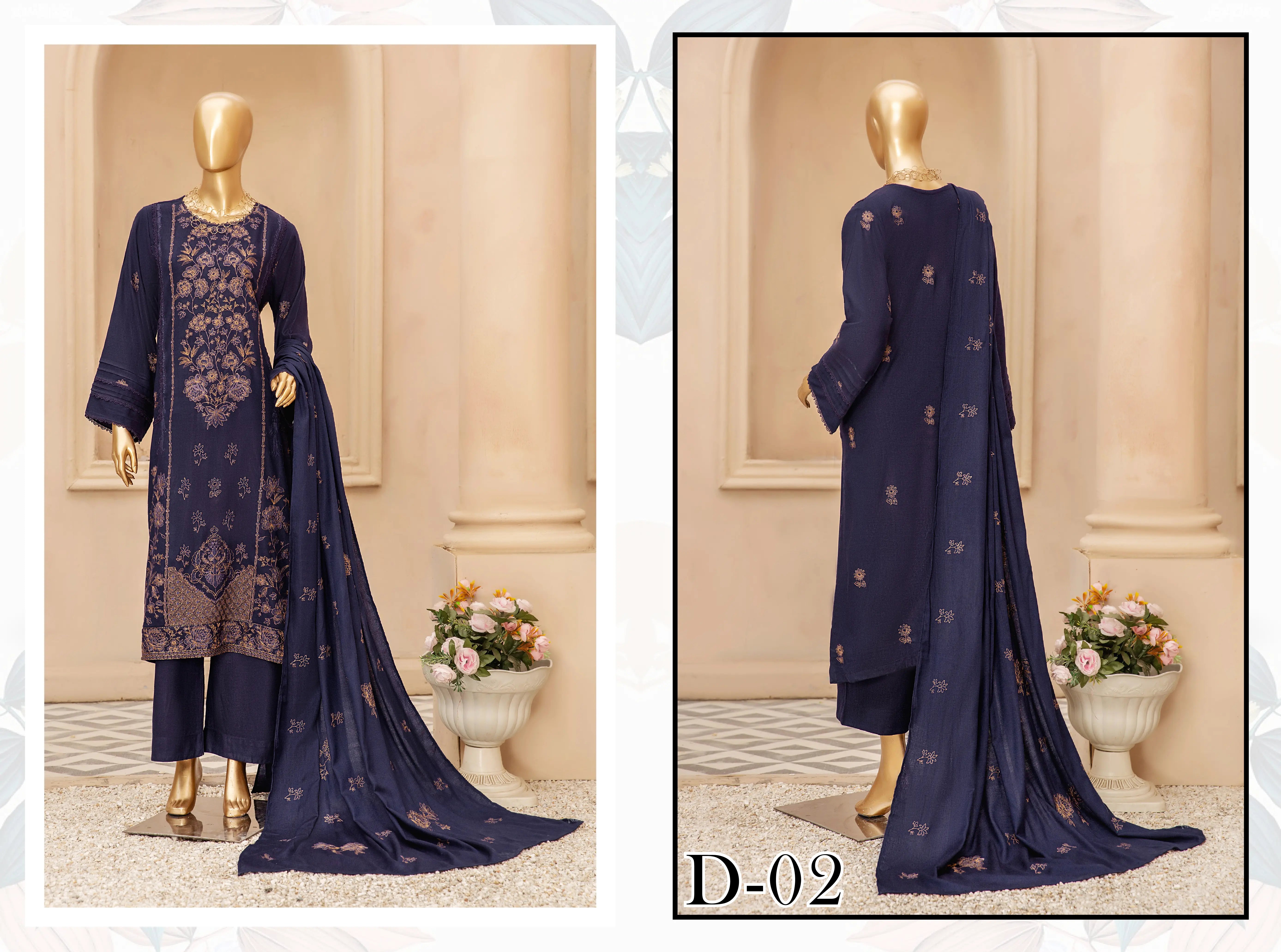Umdah Peach Leather 3 Piece Suit Vol-1 (D-02)