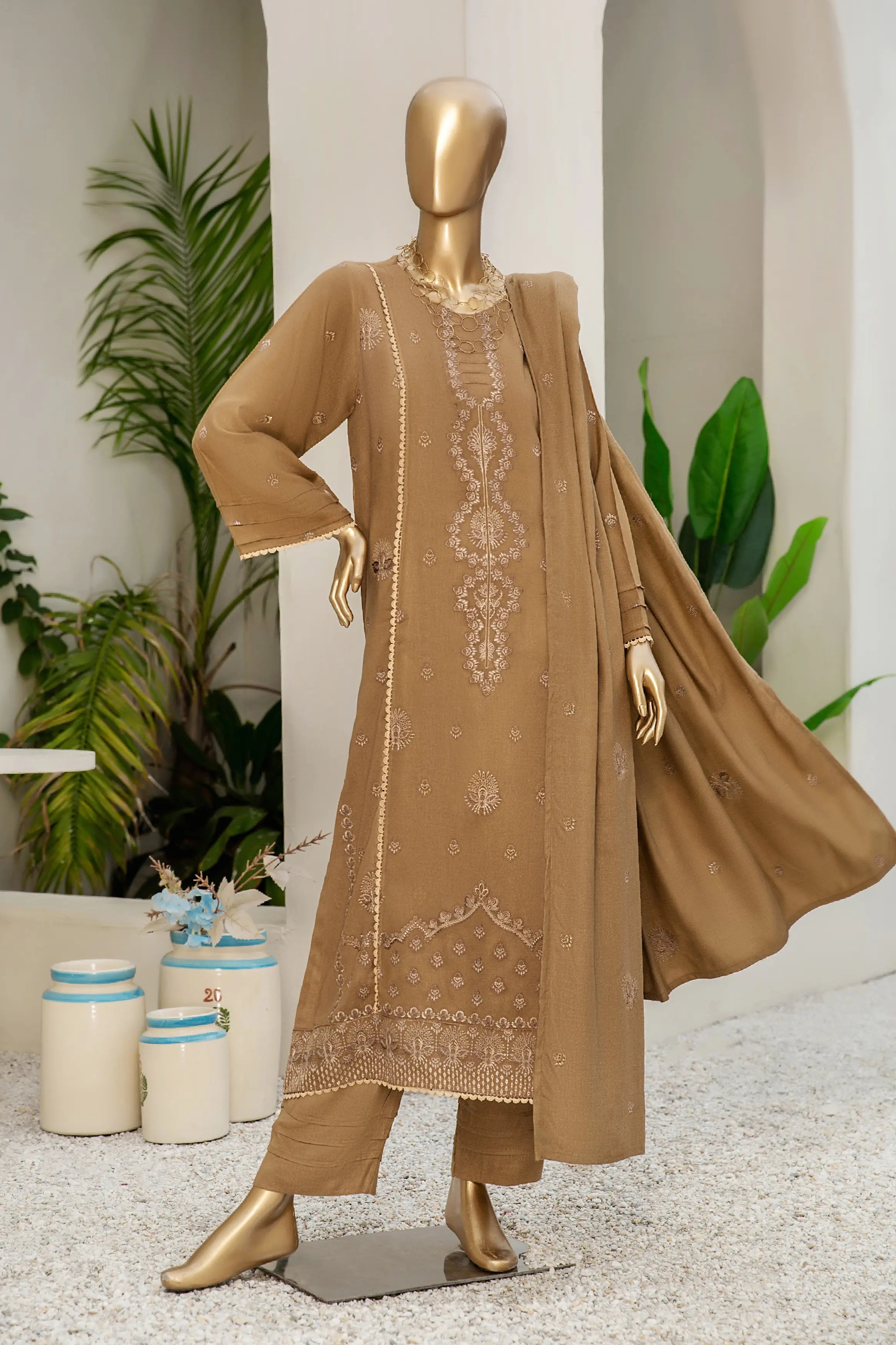 Umdah Peach Leather 3 Piece Suit Vol-2 (D-04)