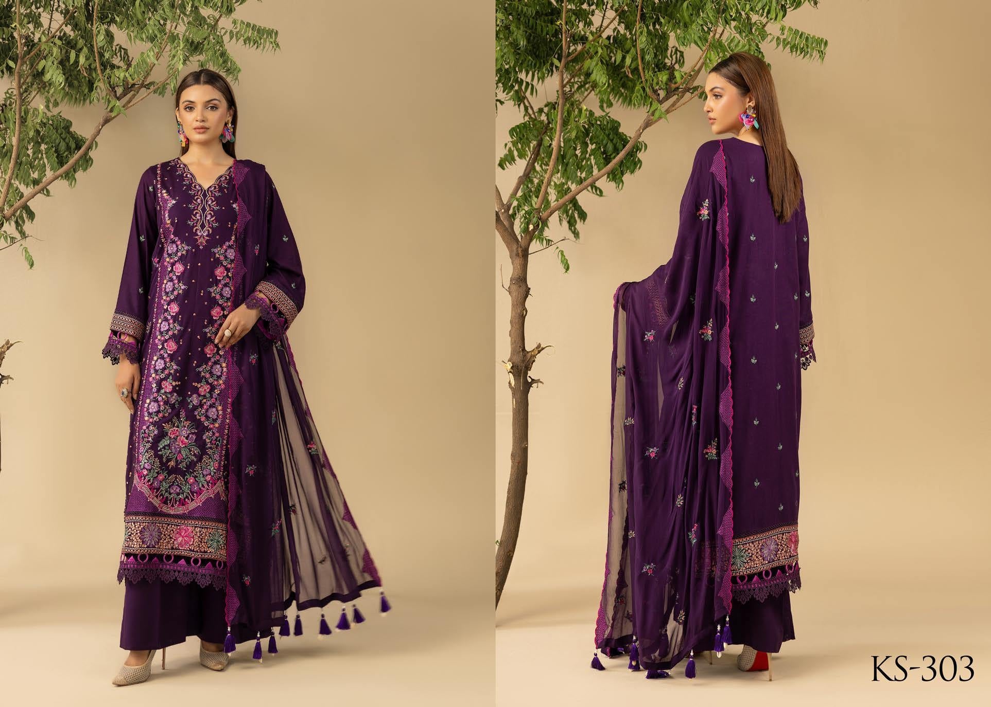 Shaamiyana Signature Karandi 3 Piece Suit (KS-303)