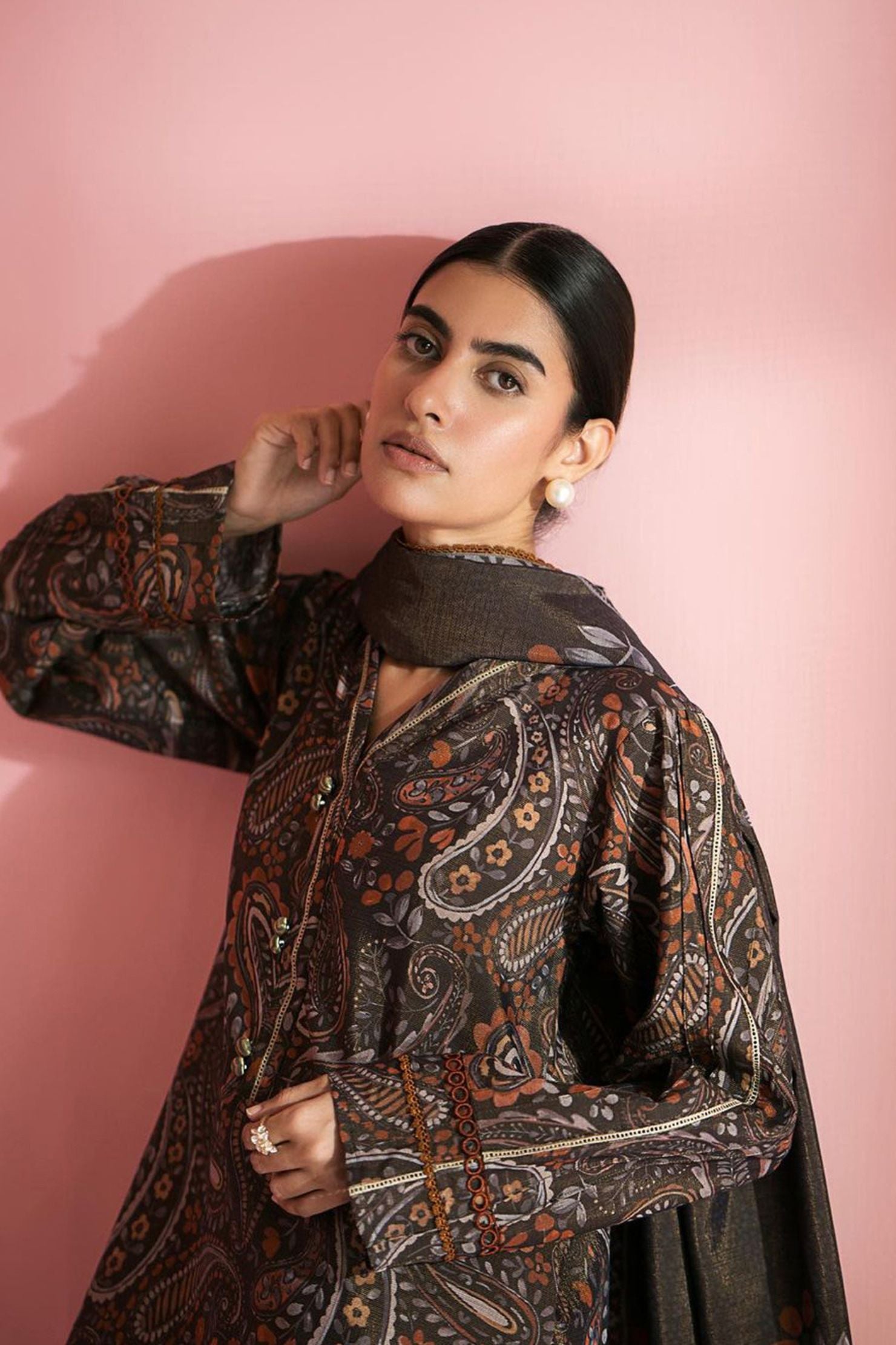 Rust & Charcoal Paisley Lawn 3-Piece Suit | Intricate Heritage Prints |