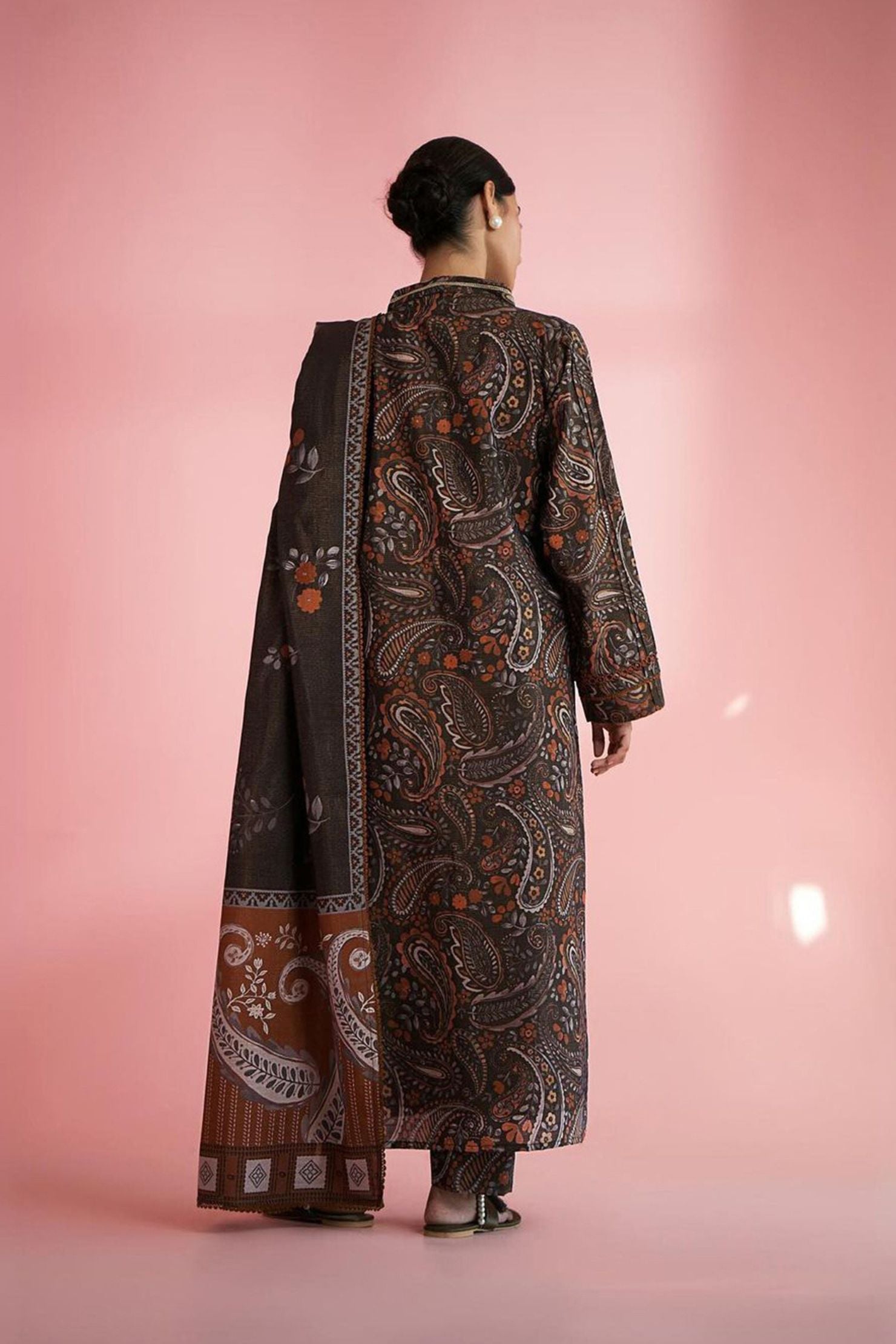 Rust & Charcoal Paisley Lawn 3-Piece Suit | Intricate Heritage Prints |