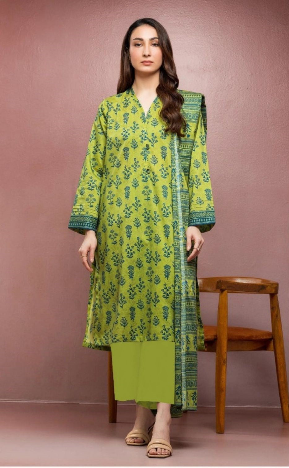 Botanic Green Charm - 3 Piece Printed Lawn Suit | Refreshing Summer Vibes