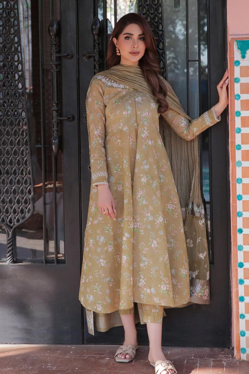 BAROQUE LAWN PRINTED EMBROIDERY DRESS 3 PIECE UNSTITCHED 2290
