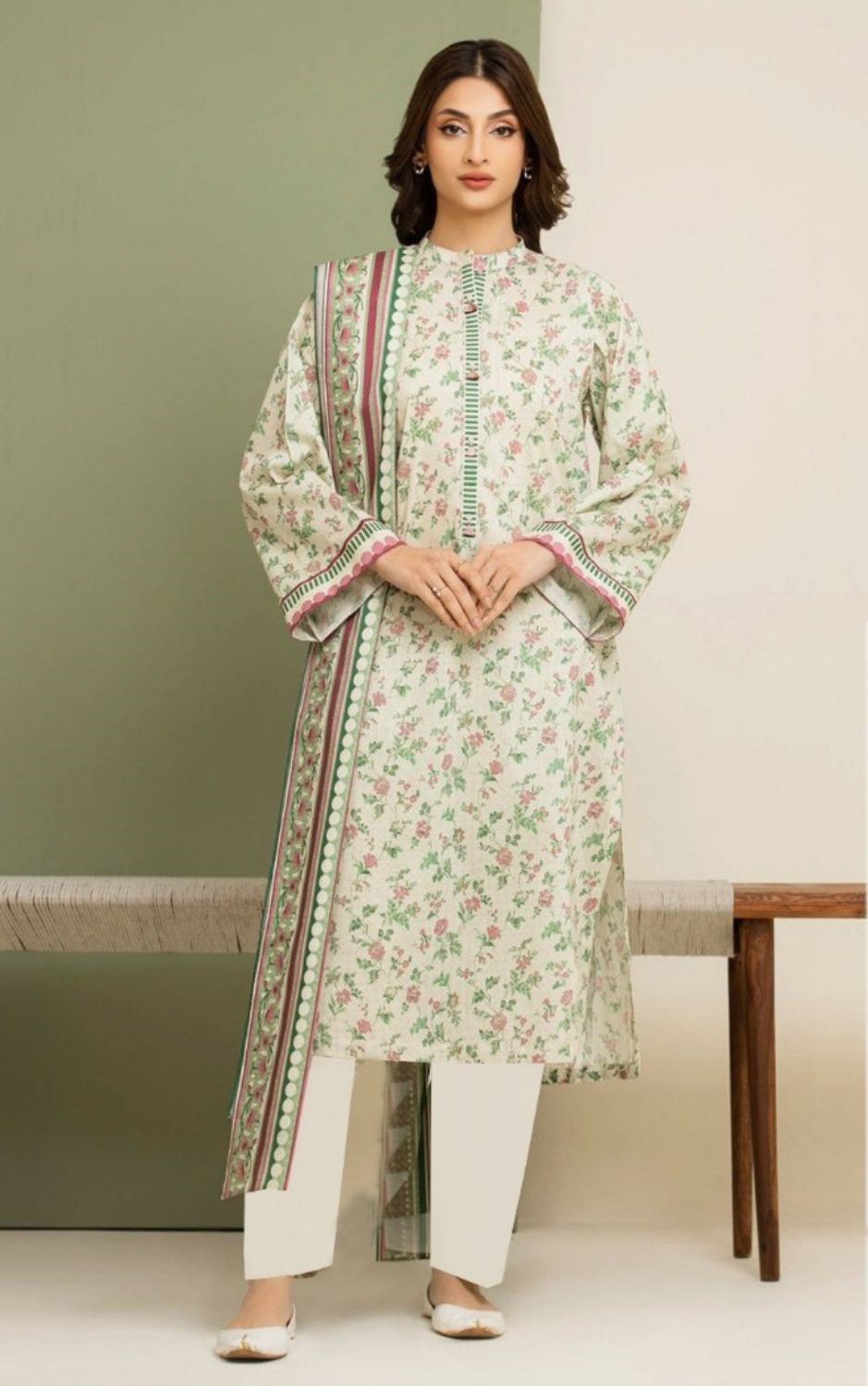 Ivory Blossom - 3 Piece Printed Lawn Suit | Timeless Grace in Soft Florals