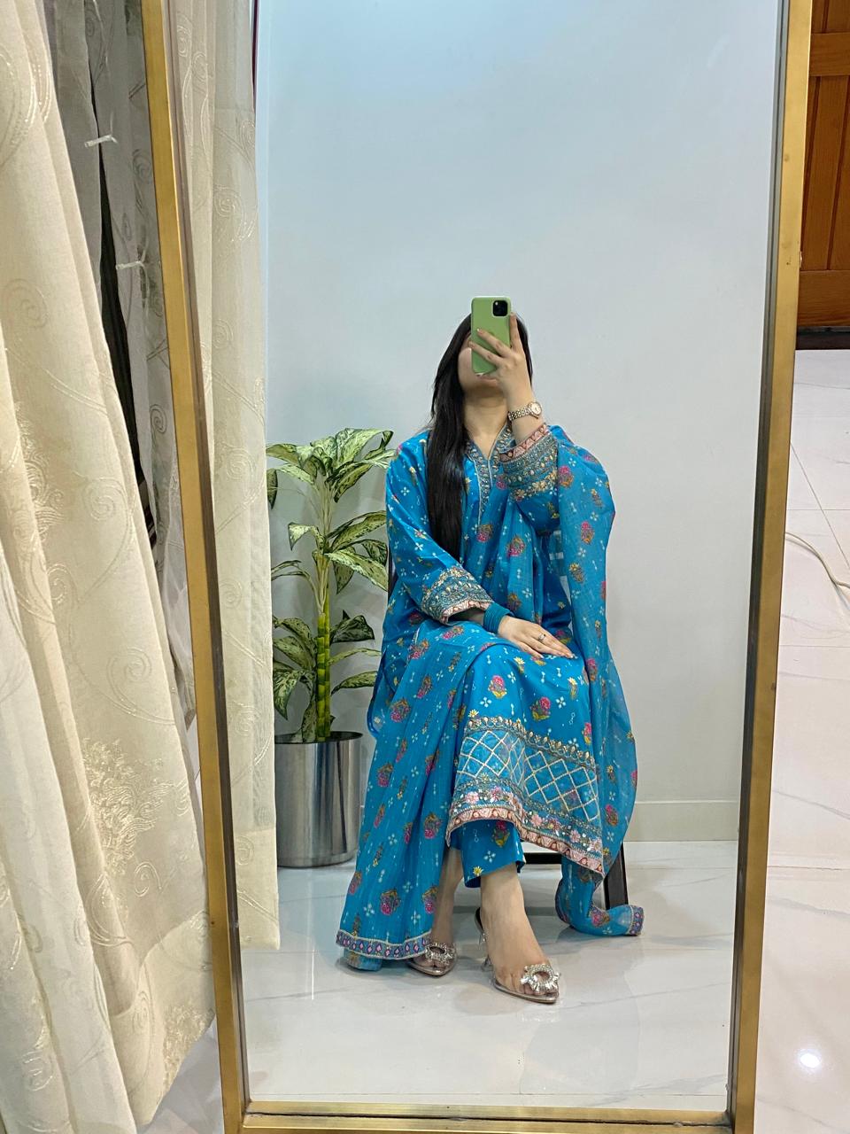 AIZAH LAWN EMBROIDERY DRESS 3 PIECE