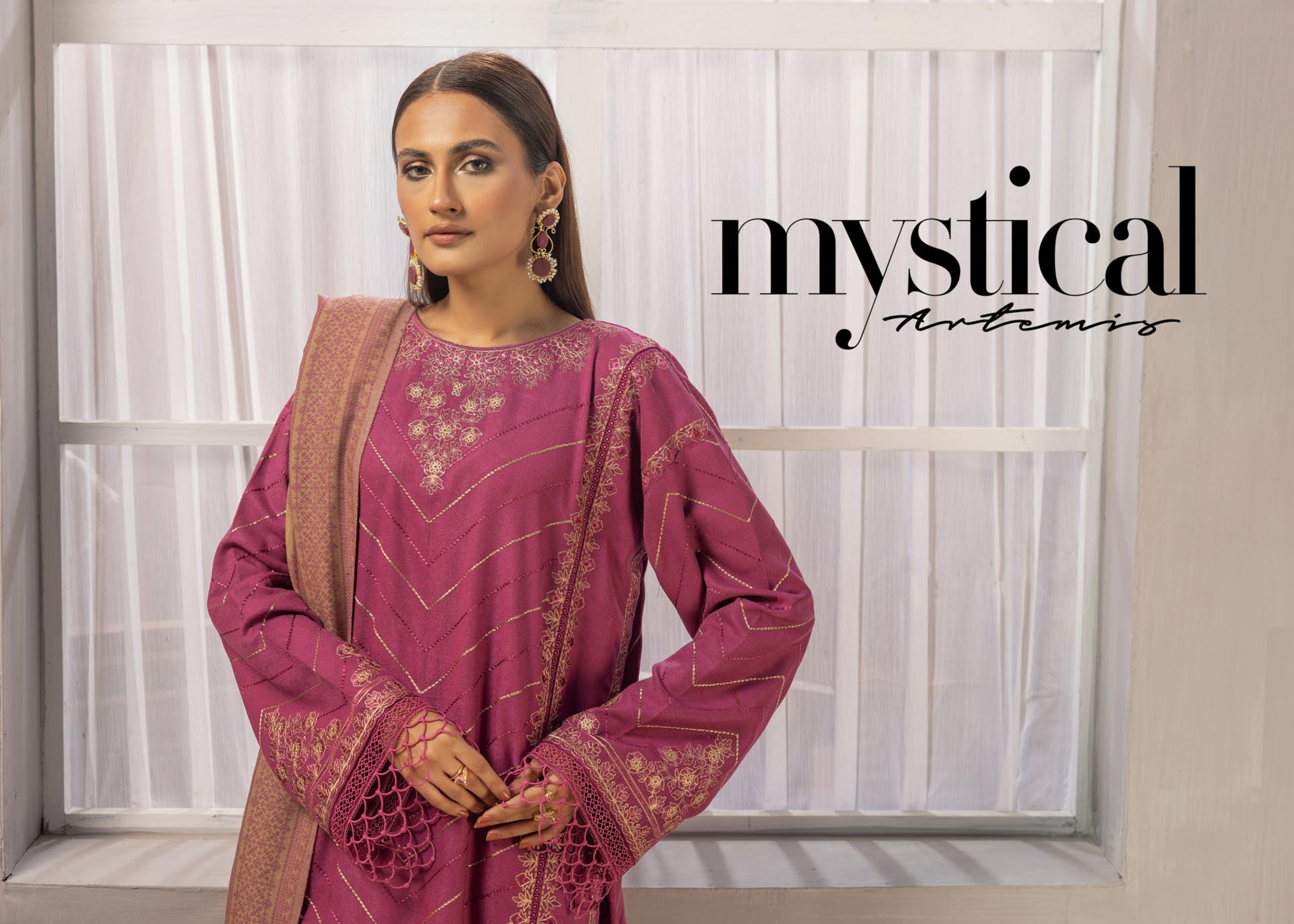 Anchal Embroidered with Sawati Shawl 3 Piece Suit (As-02)