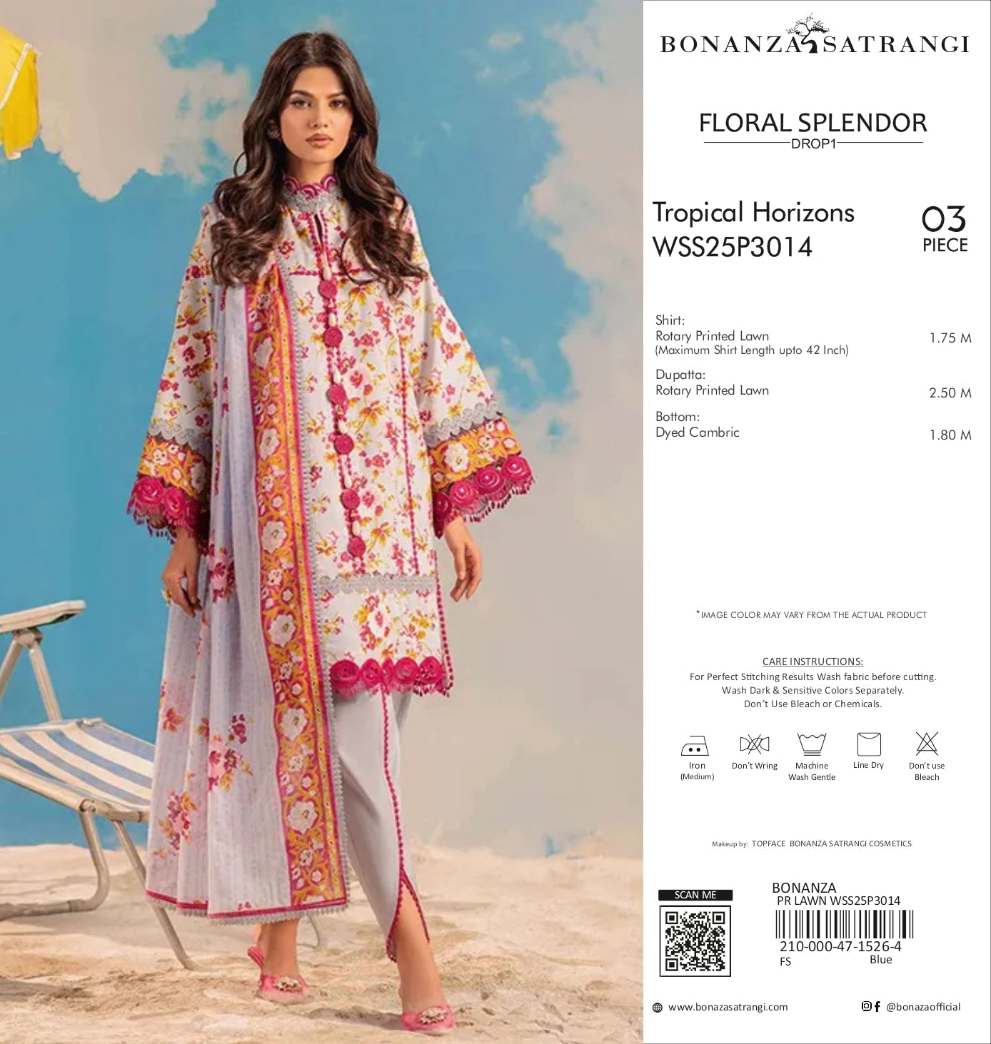Tropical Horizons Floral Printed 3-Piece Lawn Suit - WSS25P3014 (Bonanza Satrangi - Floral Splendor Drop 1)