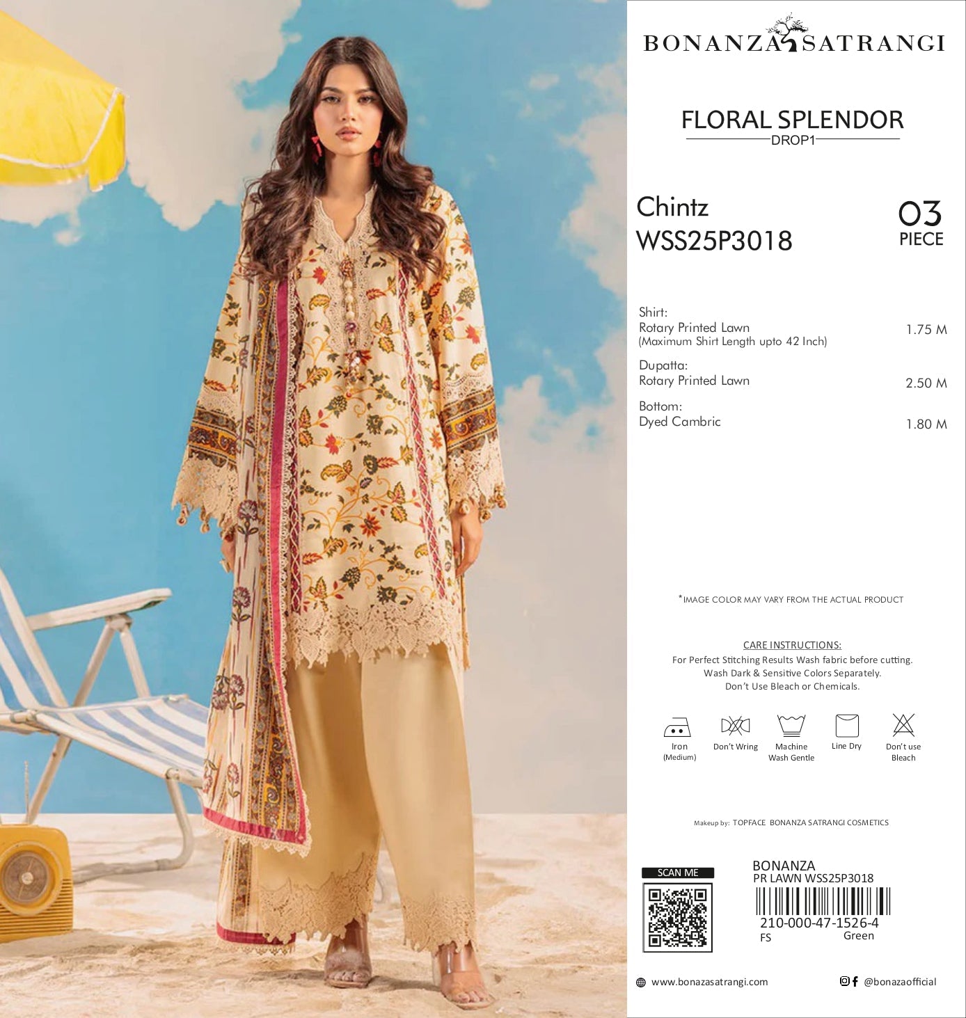 Chintz Floral Printed 3-Piece Lawn Suit - WSS25P3018 (Bonanza Satrangi - Floral Splendor Drop 1)