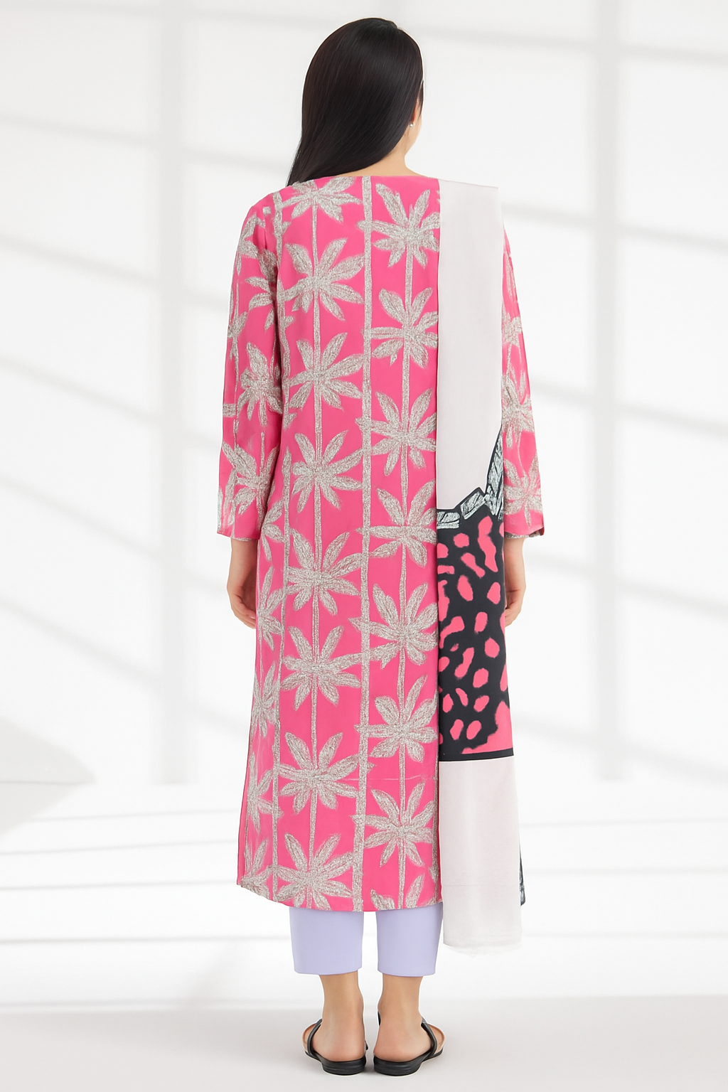 Palm Paradise - 3 Piece Pink Printed Lawn Suit | Summer Vibes Collection