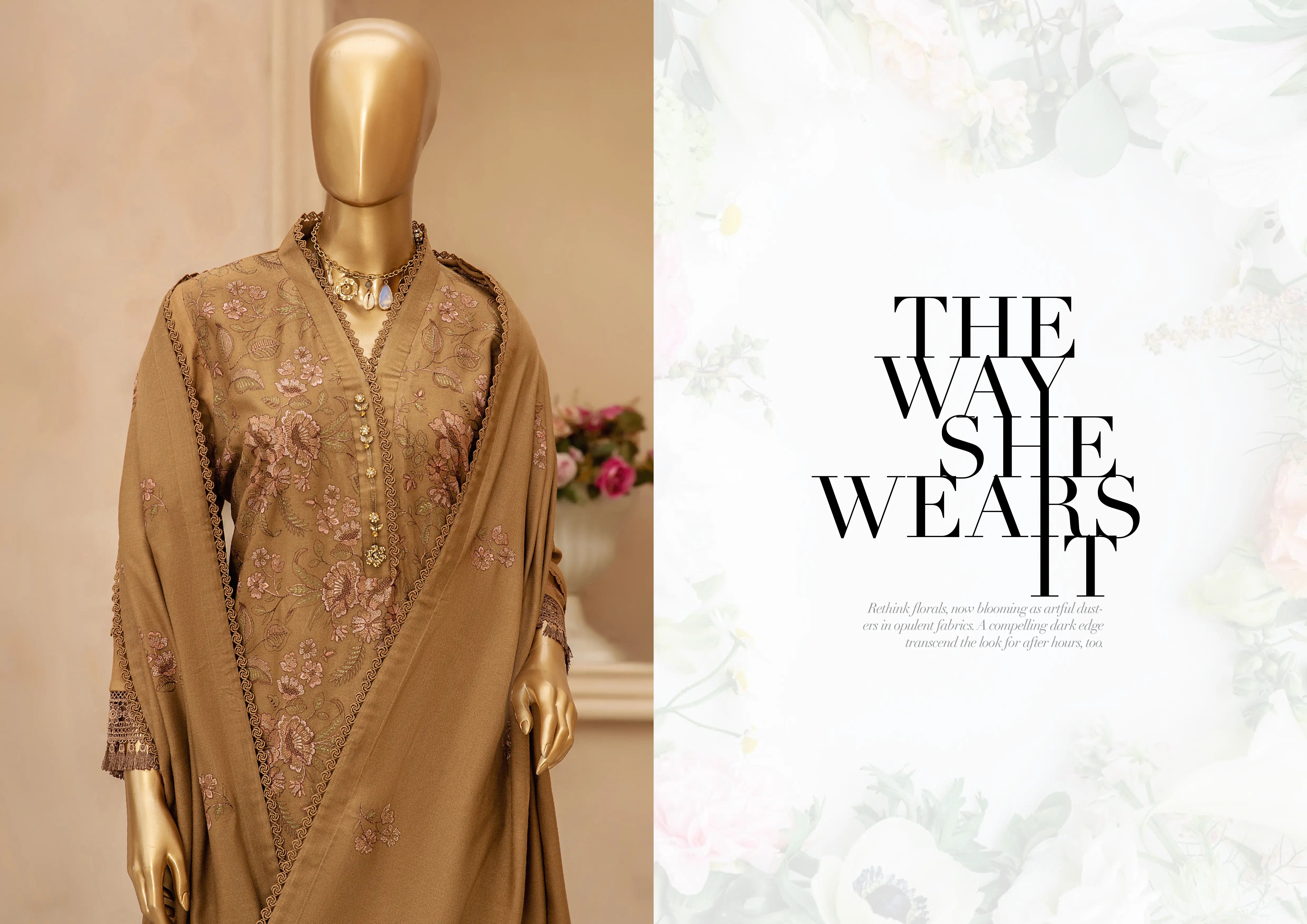 Dukhter Peach Leather 3 Piece Suit Vol-2 (D-01)