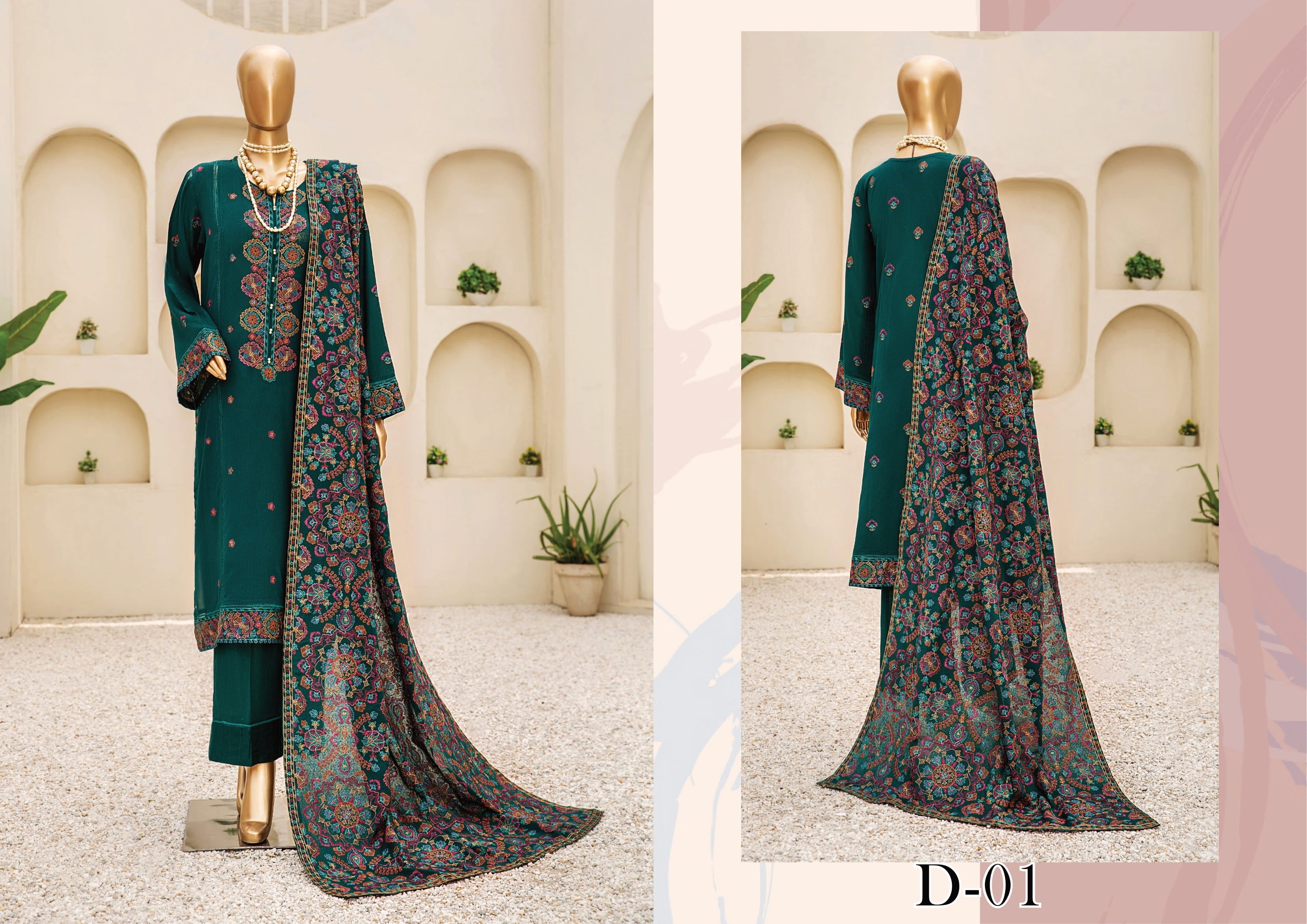 Dukhter Signature Karandi 3 Piece Suit Vol-1 (D-01)