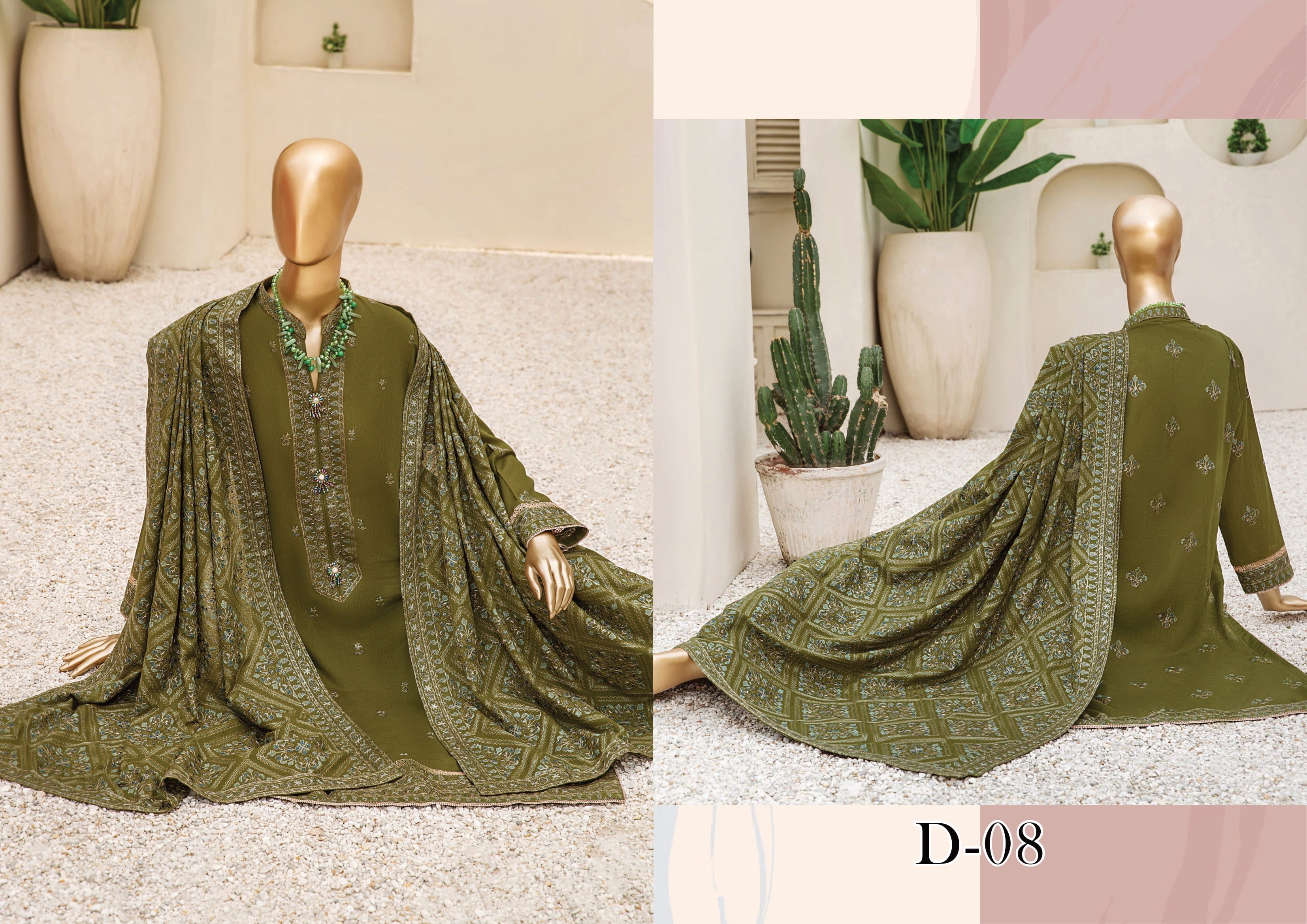 Dukhter Signature Karandi 3 Piece Suit Vol-1 (D-08)