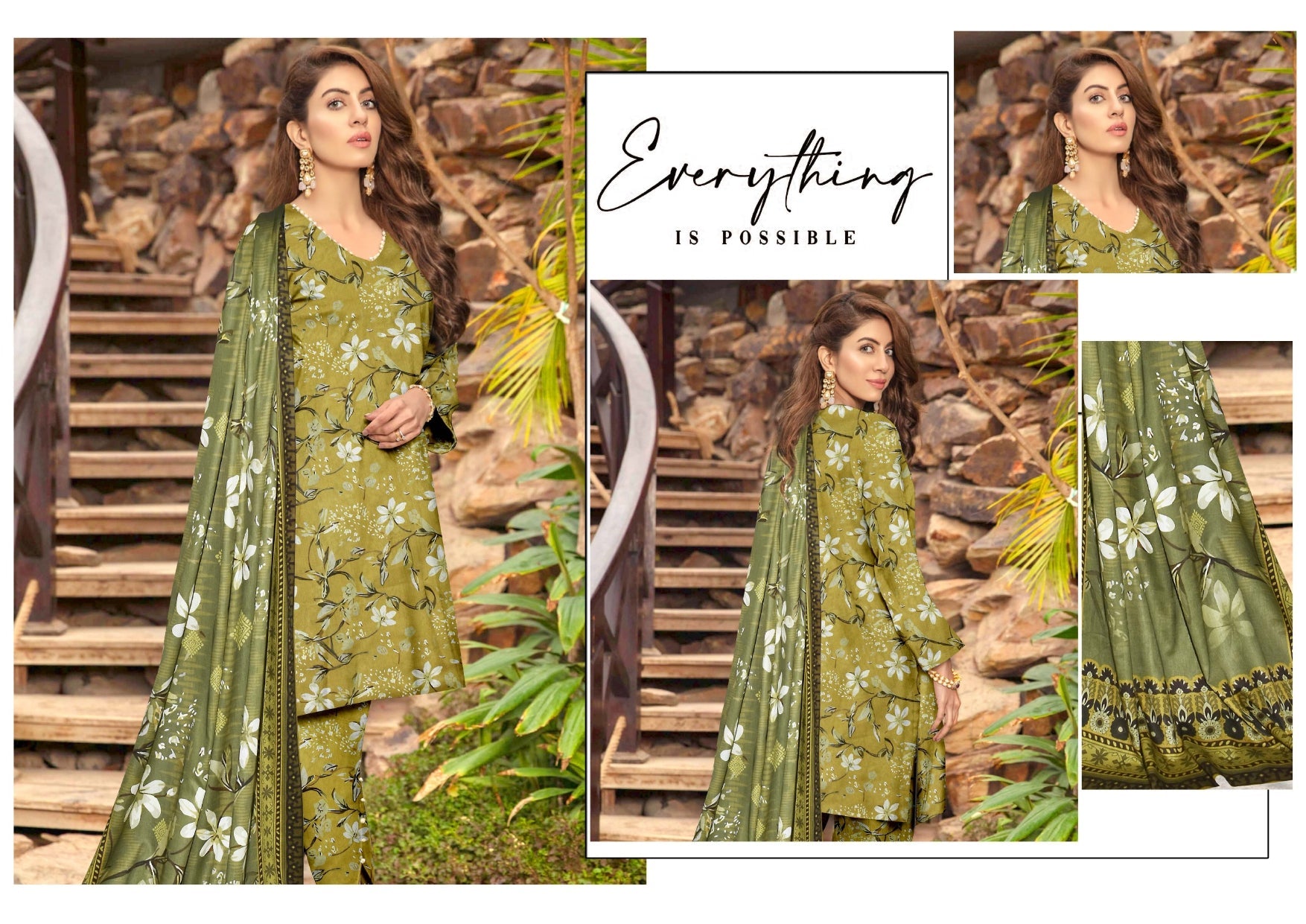 Maria B Lawn Summer Collection 2025 – 3-Piece Suit (Olive Blossom)