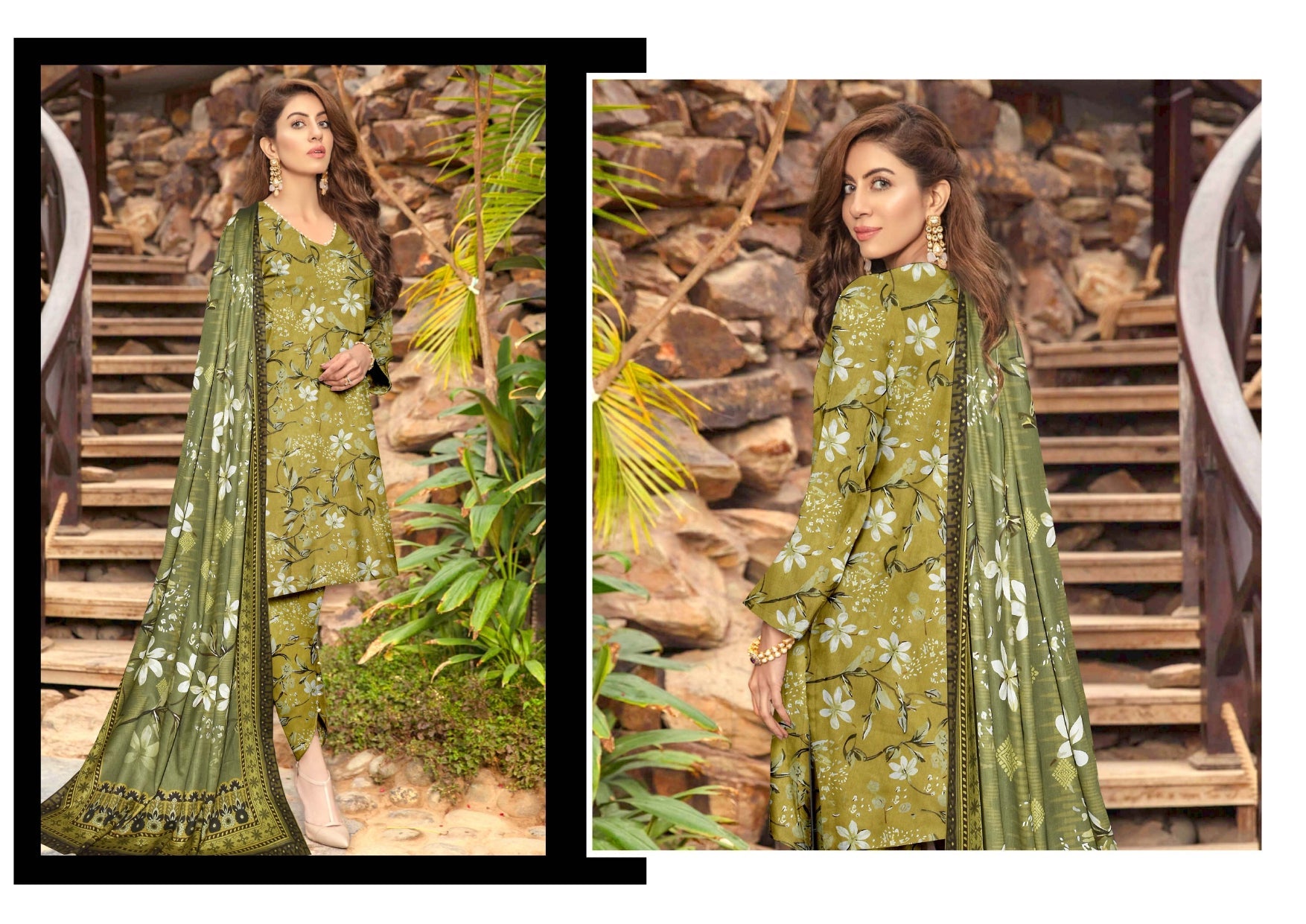 Maria B Lawn Summer Collection 2025 – 3-Piece Suit (Olive Blossom)