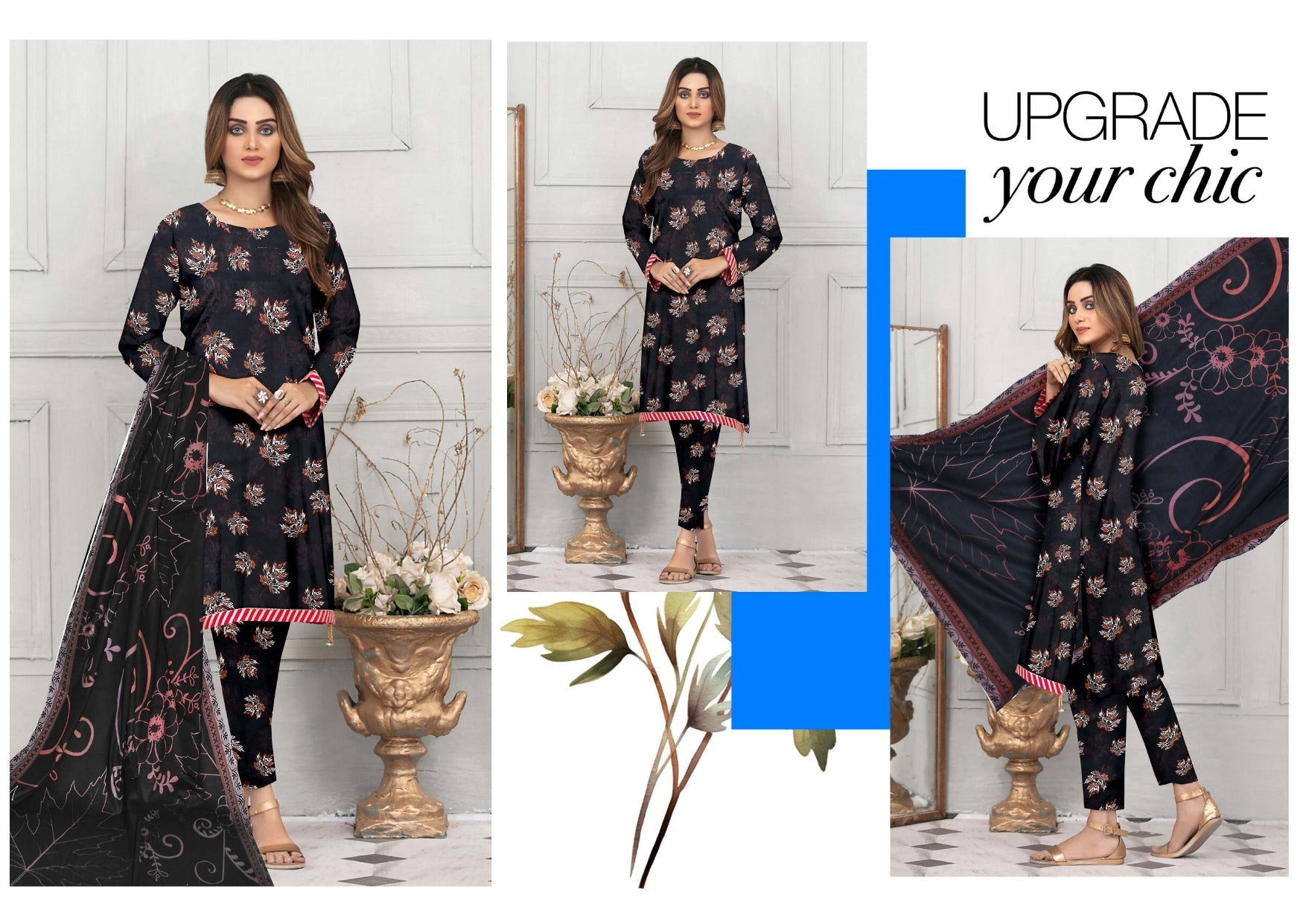 Maria B Lawn Summer Collection 2025 – 3-Piece Suit (Midnight Floral)