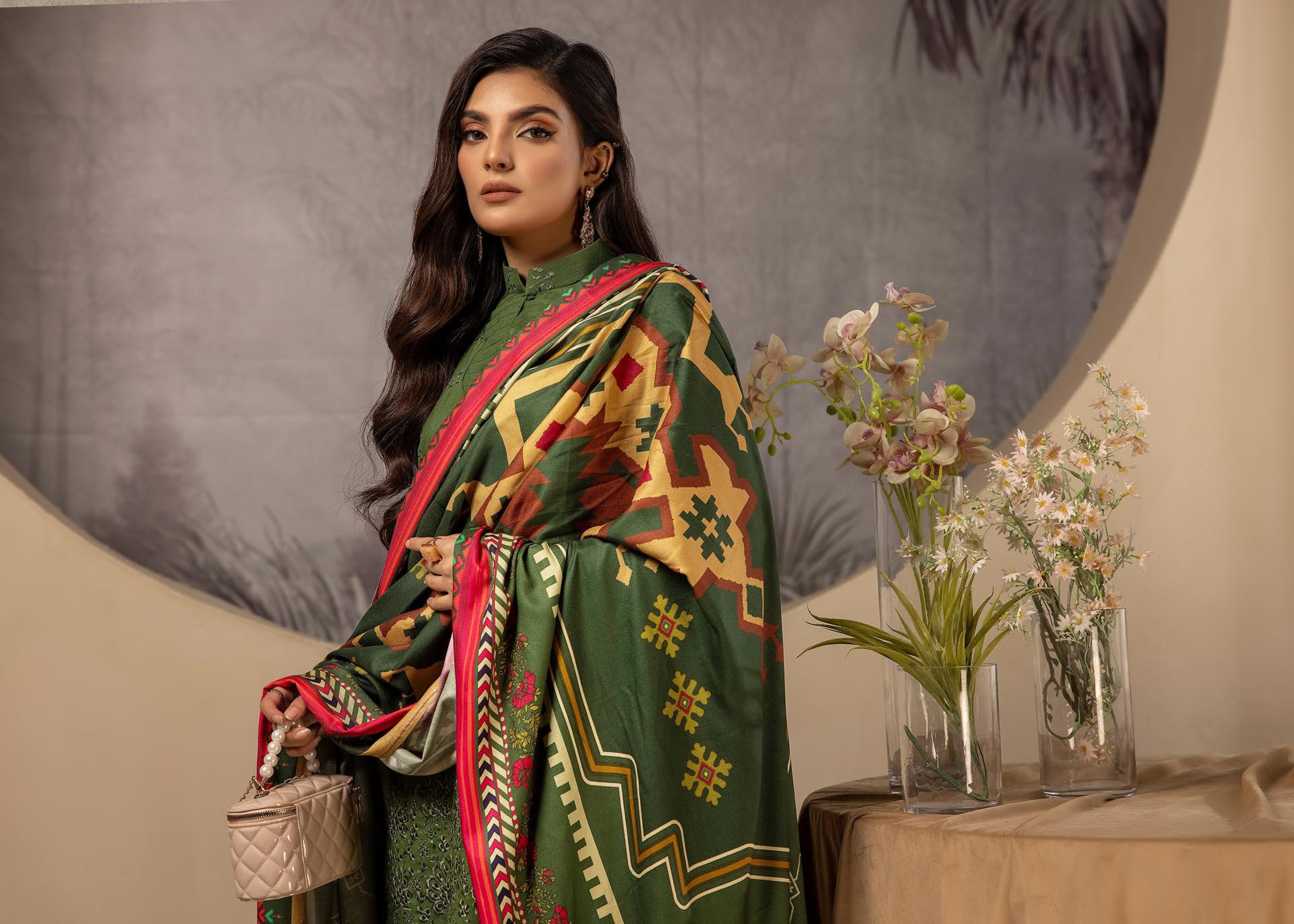 Mehak Embroidered Slub 3 Piece Suit (M-06)
