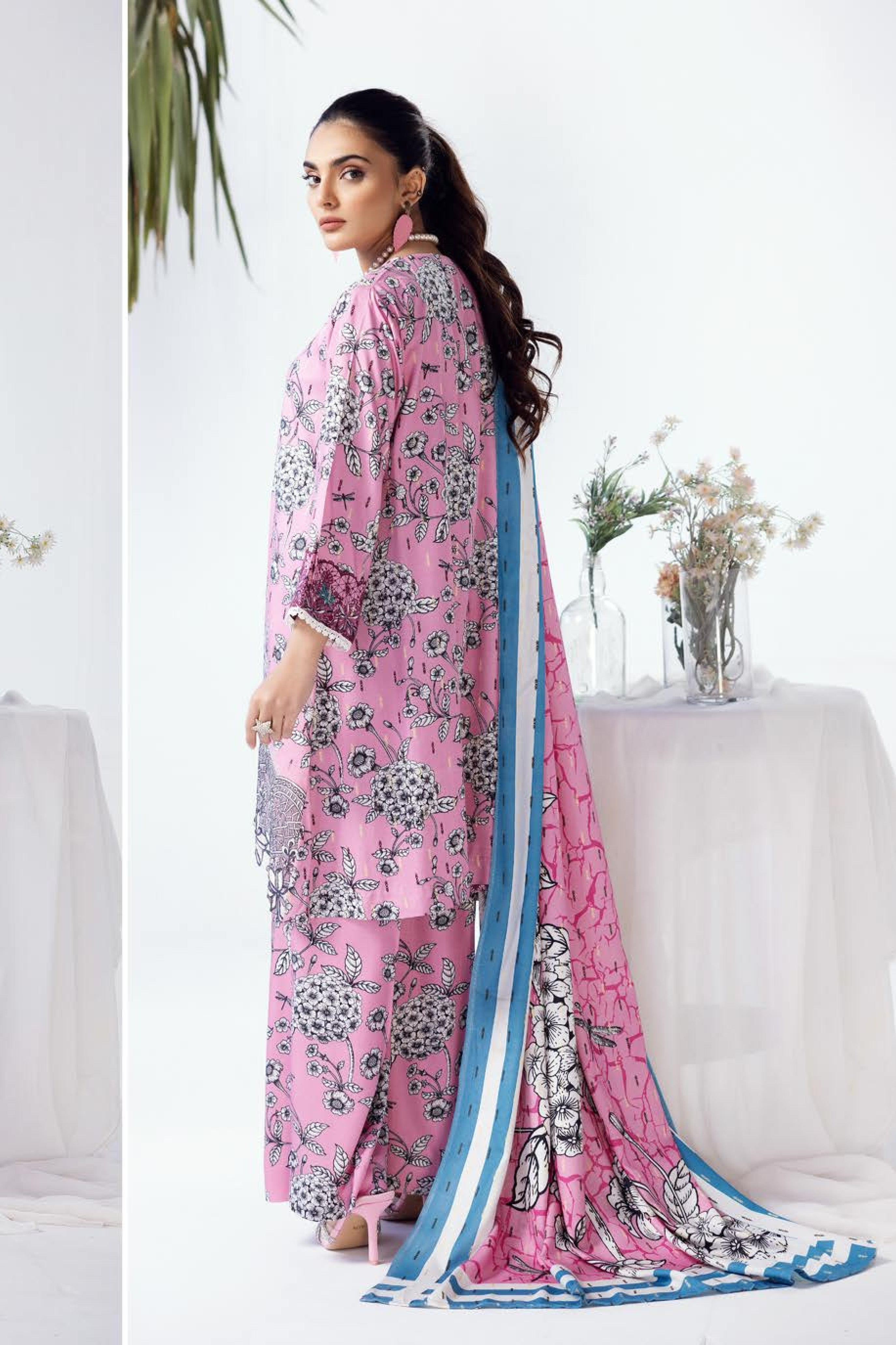 Rang Nagar Printed Slub 3 Piece Suit (RN-07)