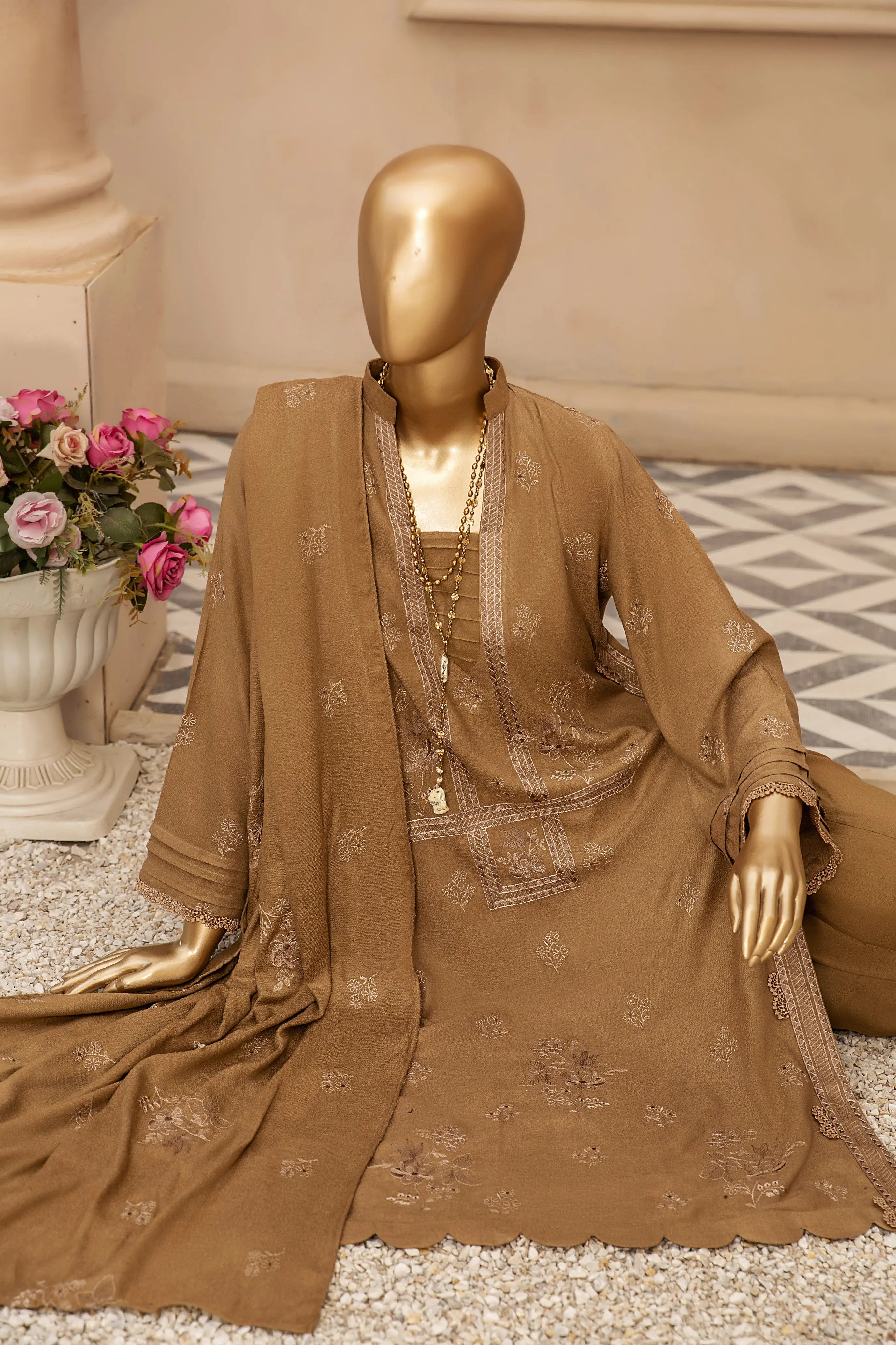 Umdah Peach Leather 3 Piece Suit Vol-1 (D-05)