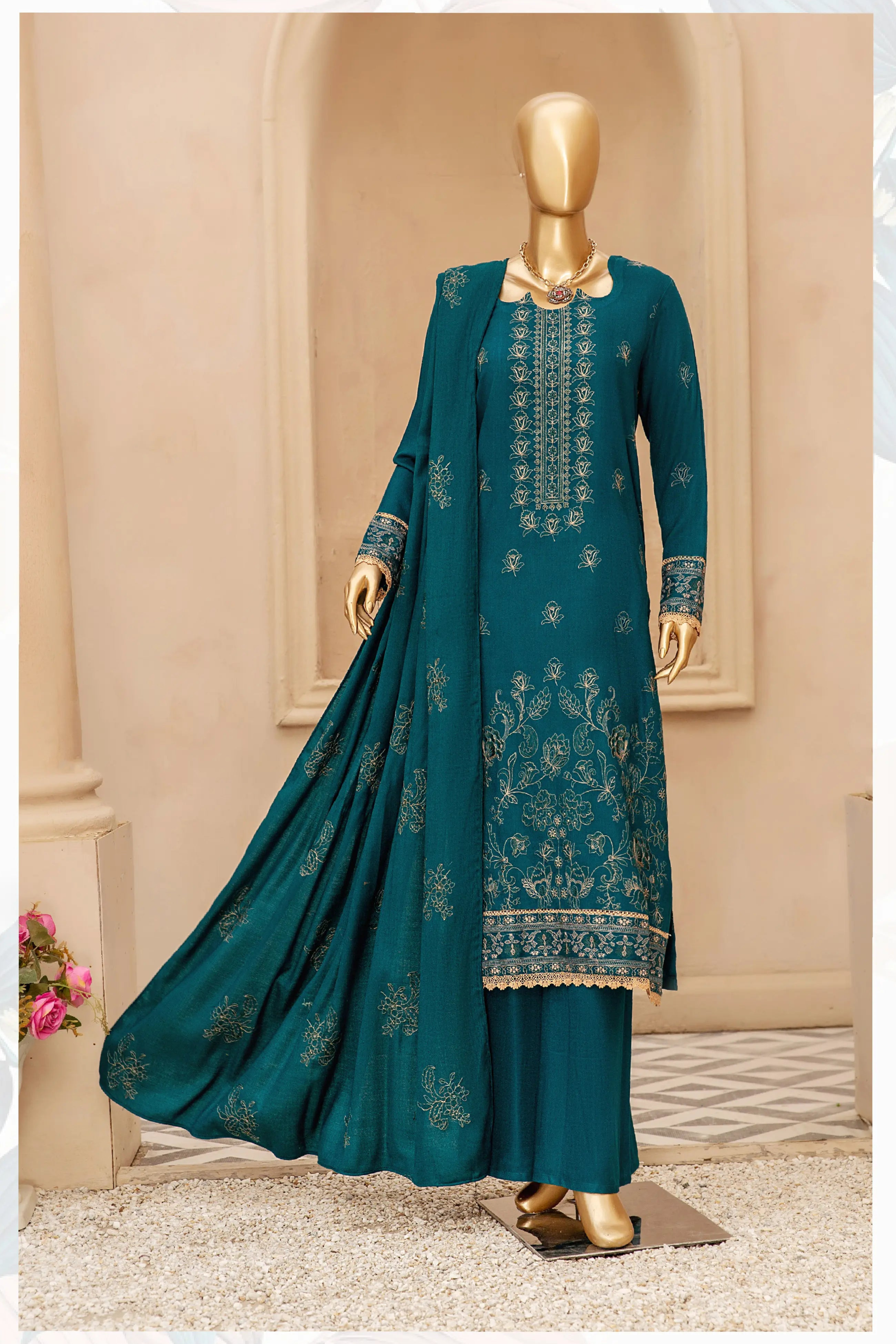 Umdah Peach Leather 3 Piece Suit Vol-1 (D-01)