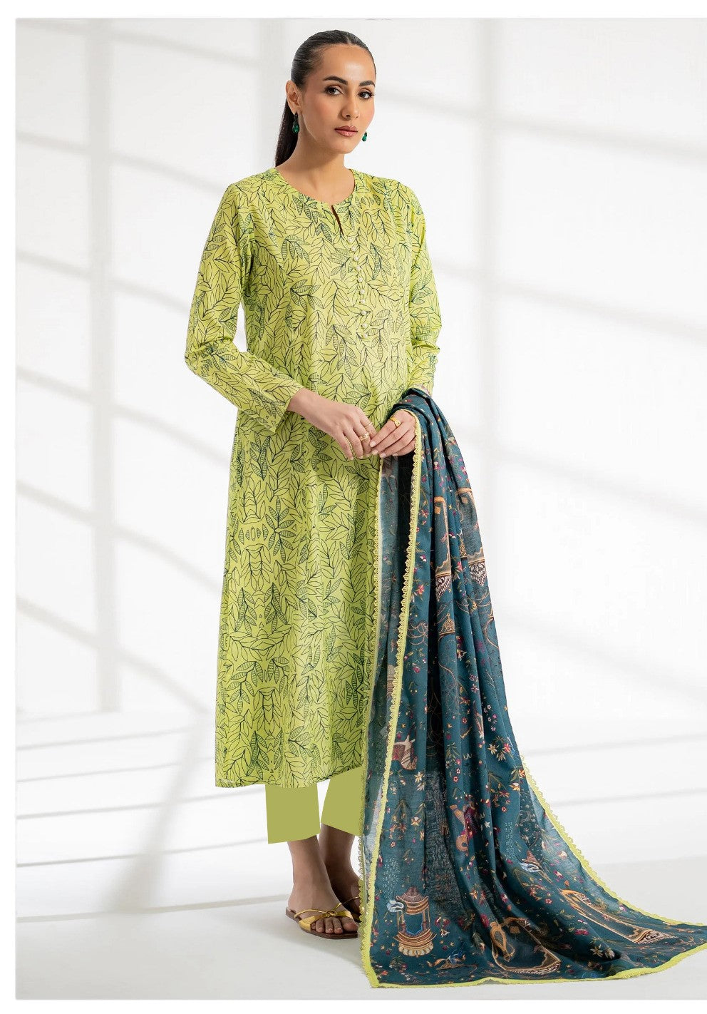 Botanic Dream - 3 Piece Light Green & Teal Printed Lawn Suit | Nature Inspired Summer Look