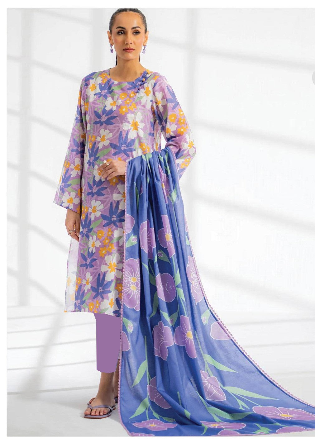 Lilac Garden - 3 Piece Printed Lawn Suit | Summer Bloom Collection