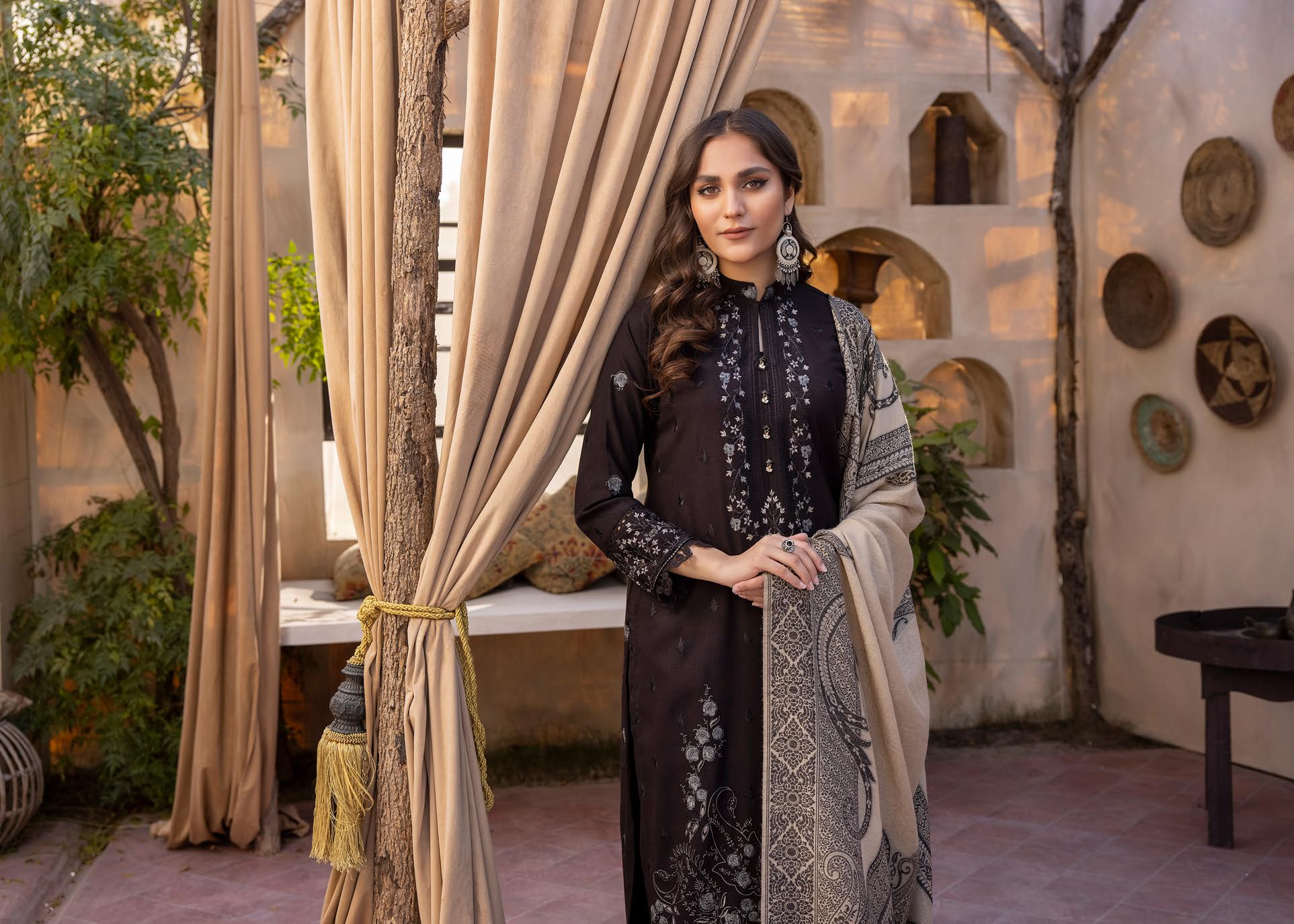 Zeenat by khoobsurat Embroidered Peach Leather Collection with Sawati Shawl (Z-01)