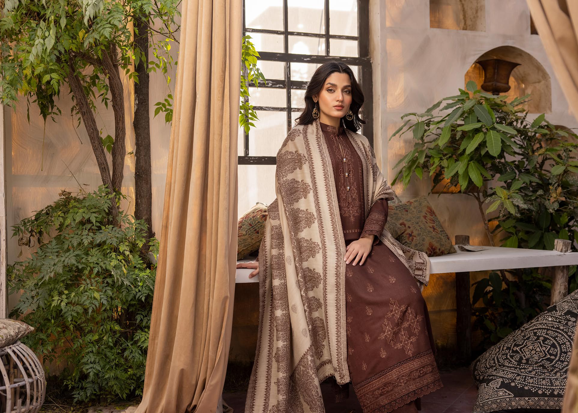Zeenat by khoobsurat Embroidered Peach Leather Collection with Sawati Shawl (Z-02)