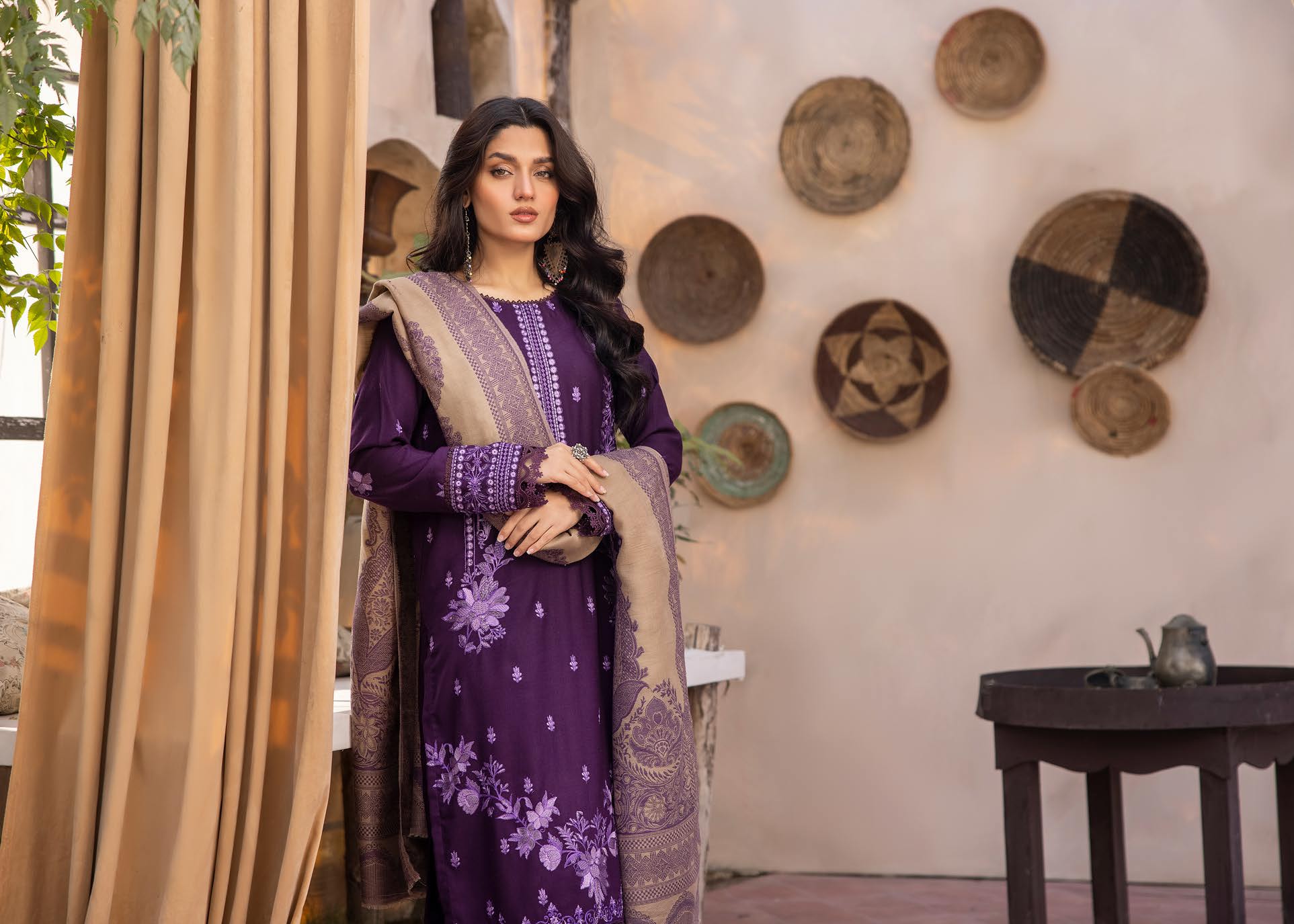 Zeenat by khoobsurat Embroidered Peach Leather Collection with Sawati Shawl (Z-03)