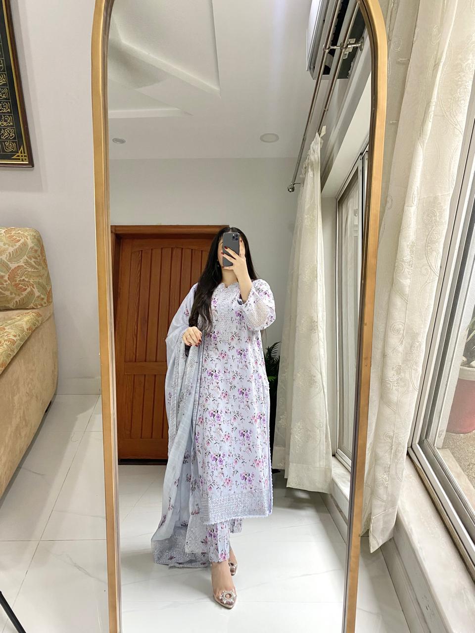 MARIA B LAWN EMBROIDERY DRESS 3 PIECE 2287