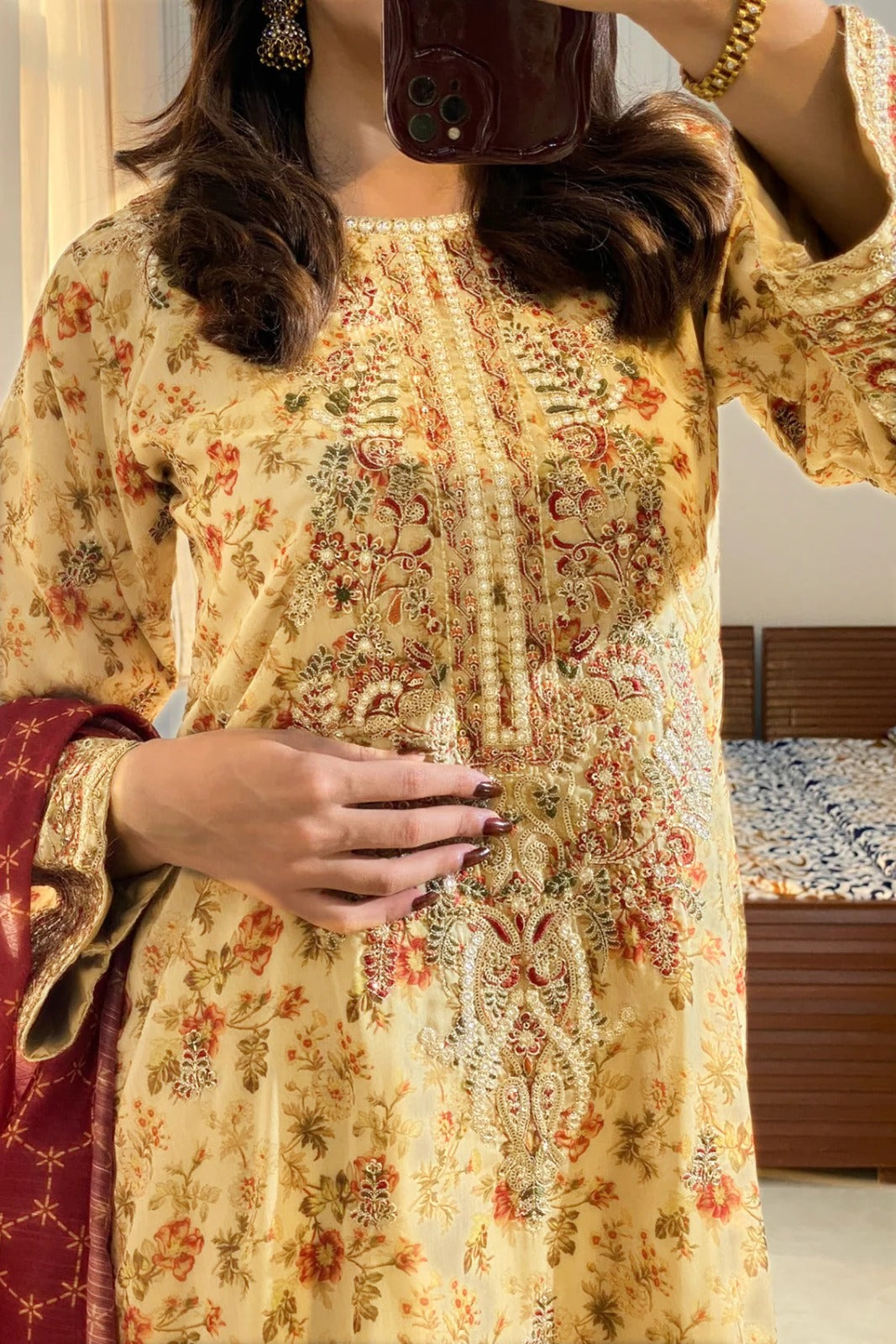 AIZAH LAWN EMBROIDERY DRESS 3 PIECE