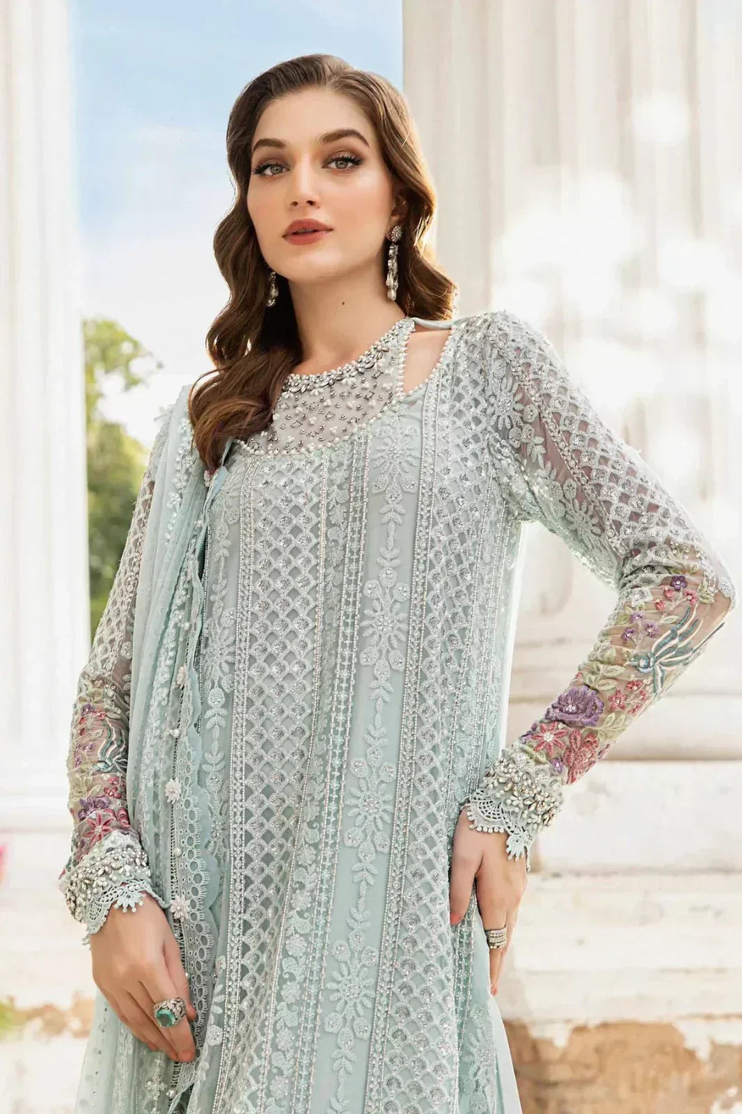 MARIA B SOFT CHIFFON HEAVILY EMBROIDERY DRESS 3 PIECE
