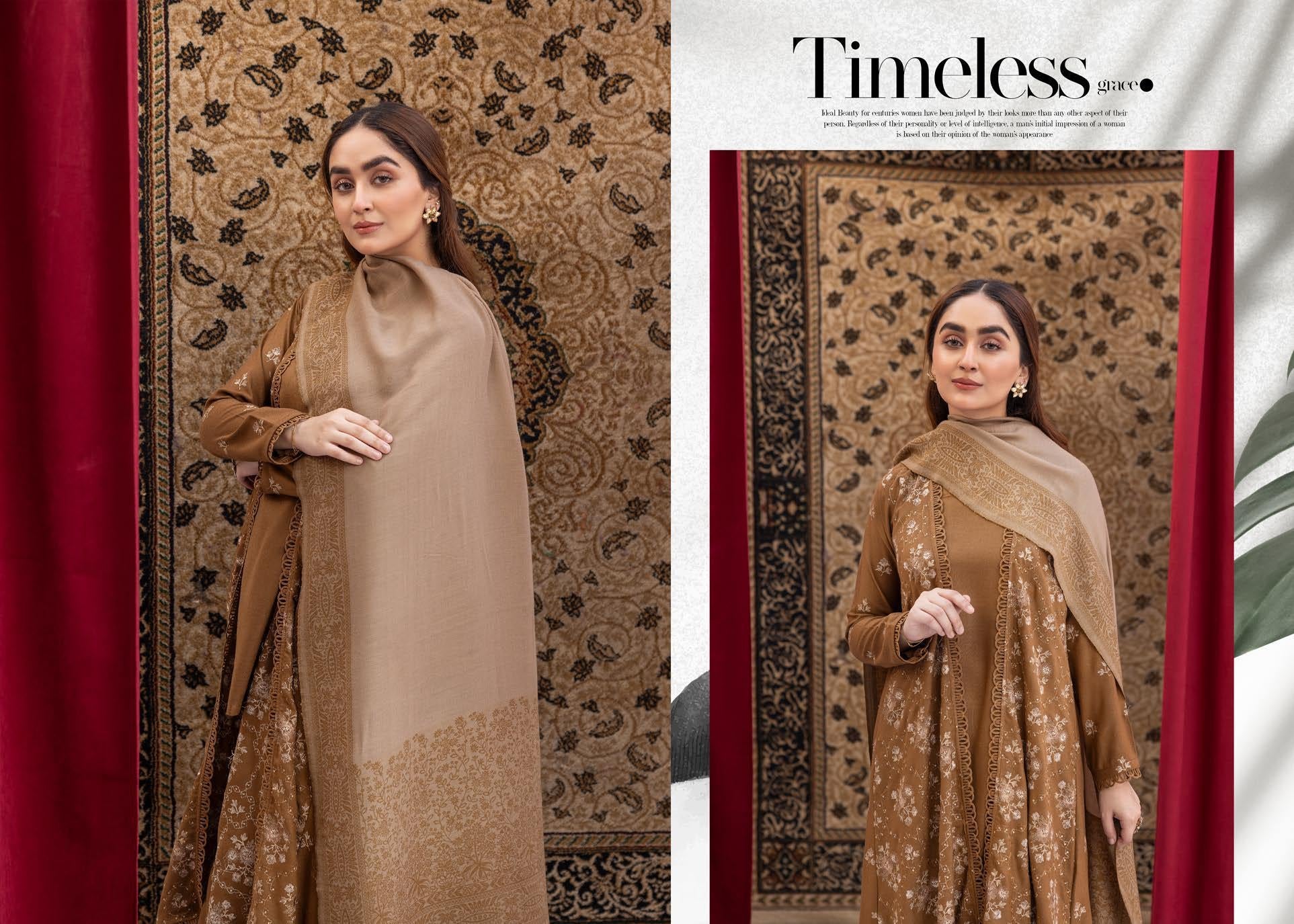 Anchal Embroidery Peach Leather 3 Piece Suit with Sawati Shawl (AS-08)