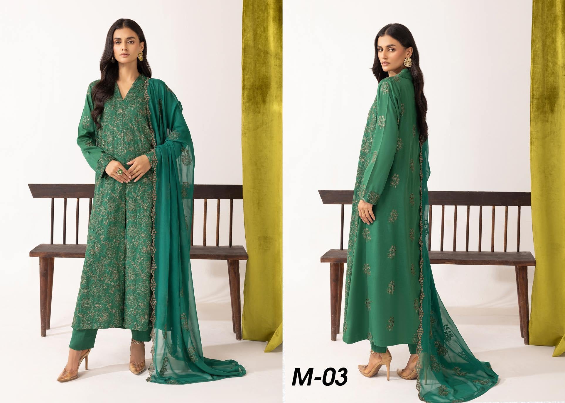 Meharma Embroidered Karandi Collection 3 Piece Suit (M-3)