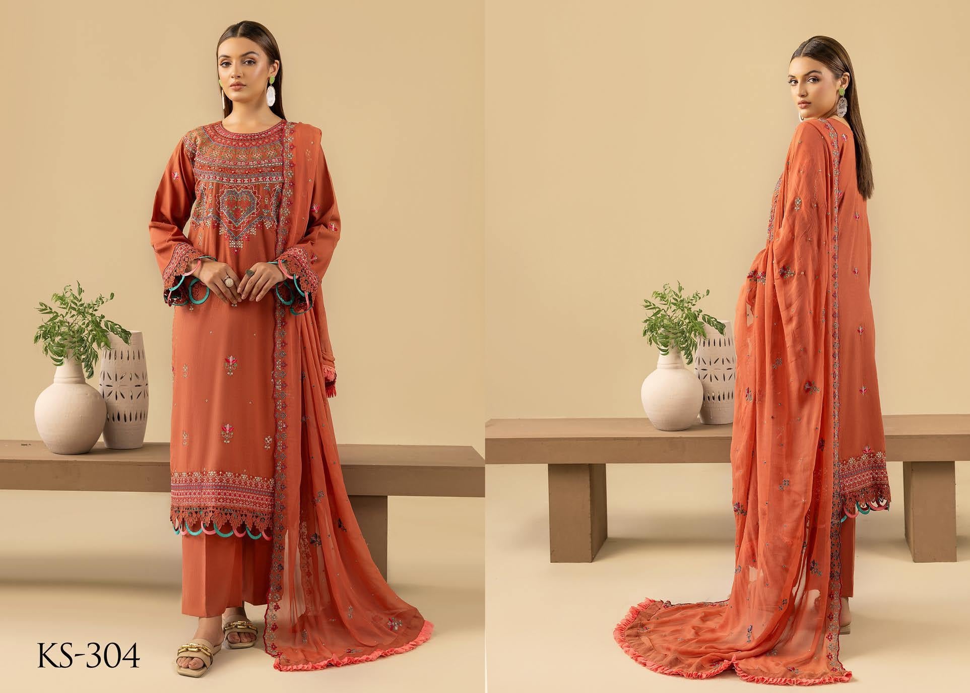 Shaamiyana Signature Karandi 3 Piece Suit (KS-304)