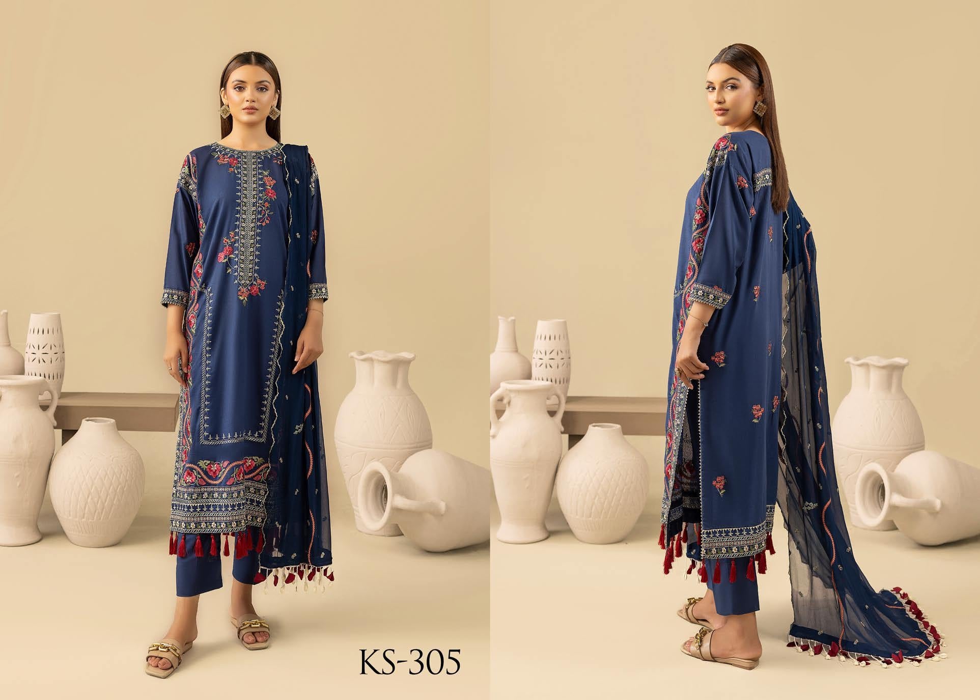 Shaamiyana Signature Karandi 3 Piece Suit (KS-305)