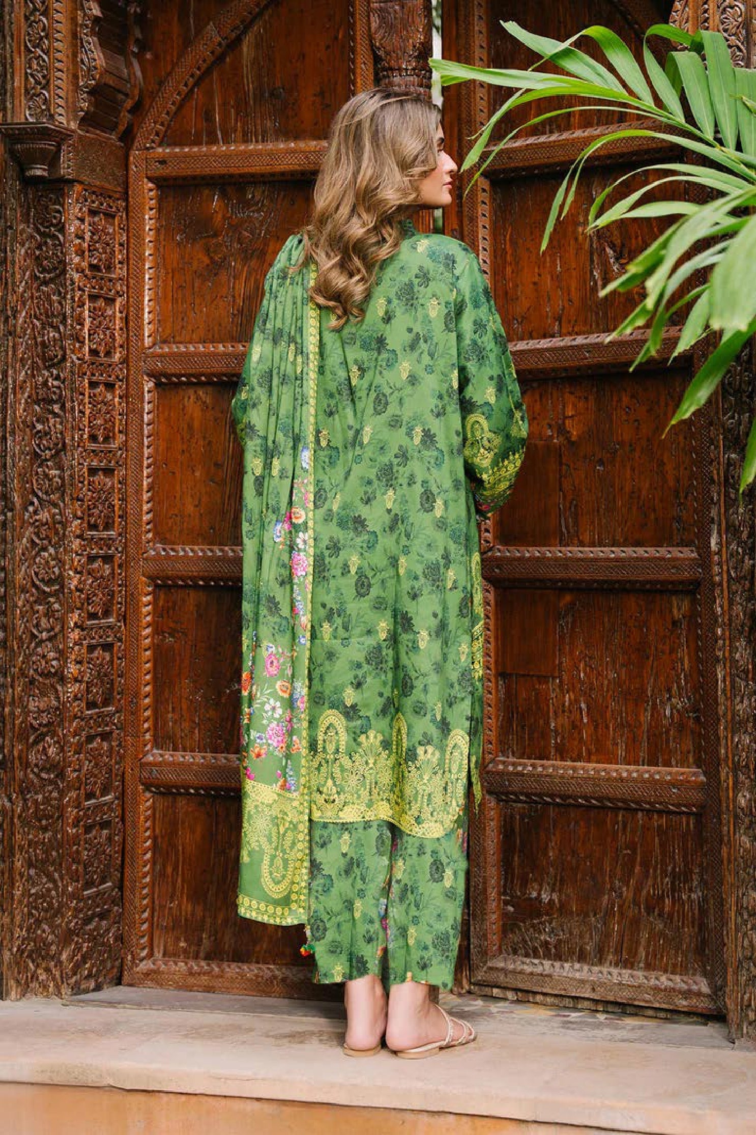 Fresh Green Floral Printed Lawn 3-Piece Suit | Summer Essentials 2025 by Khoobsurat